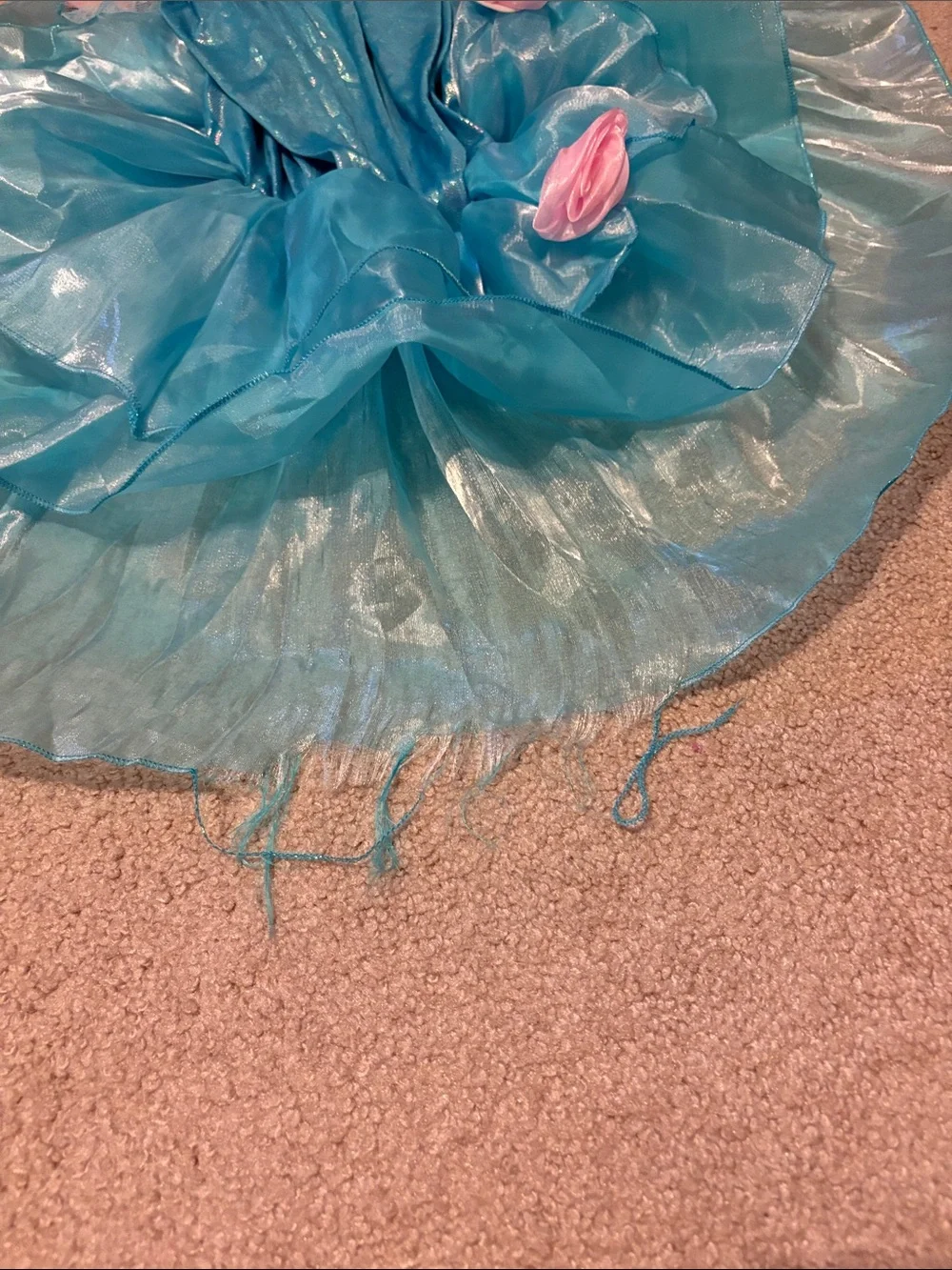 Girls Pink and Teal Mermaid Costume Dress with Crown